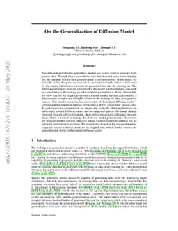 On the Generalization of Diffusion Model