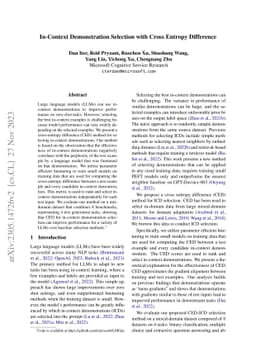 In-Context Demonstration Selection with Cross Entropy Difference