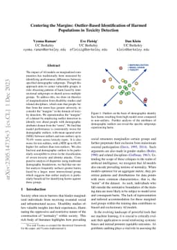 Centering the Margins: Outlier-Based Identification of Harmed
  Populations in Toxicity Detection