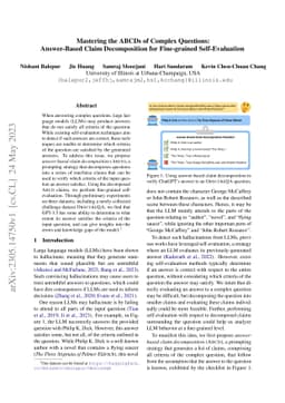 Mastering the ABCDs of Complex Questions: Answer-Based Claim
  Decomposition for Fine-grained Self-Evaluation