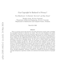Can Copyright be Reduced to Privacy?