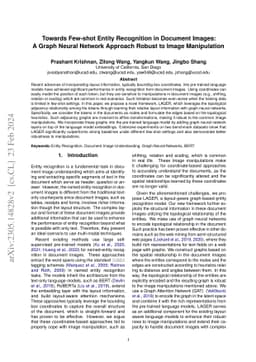 Towards Few-shot Entity Recognition in Document Images: A Graph Neural
  Network Approach Robust to Image Manipulation