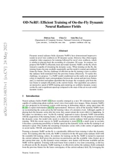 OD-NeRF: Efficient Training of On-the-Fly Dynamic Neural Radiance Fields