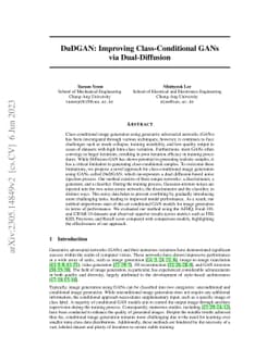 DuDGAN: Improving Class-Conditional GANs via Dual-Diffusion