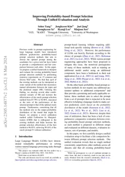 Improving Probability-based Prompt Selection Through Unified Evaluation
  and Analysis
