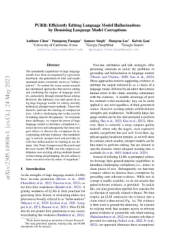 PURR: Efficiently Editing Language Model Hallucinations by Denoising
  Language Model Corruptions