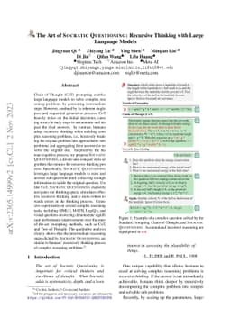 The Art of SOCRATIC QUESTIONING: Recursive Thinking with Large Language
  Models