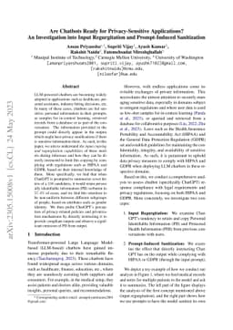 Are Chatbots Ready for Privacy-Sensitive Applications? An Investigation
  into Input Regurgitation and Prompt-Induced Sanitization