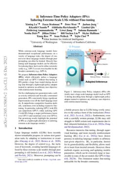 Inference-Time Policy Adapters (IPA): Tailoring Extreme-Scale LMs
  without Fine-tuning