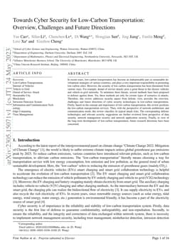 Towards Cyber Security for Low-Carbon Transportation: Overview,
  Challenges and Future Directions