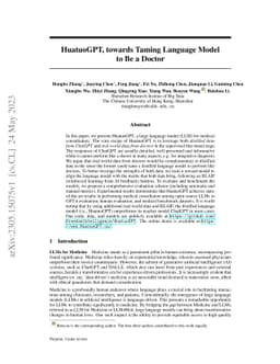 HuatuoGPT, towards Taming Language Model to Be a Doctor