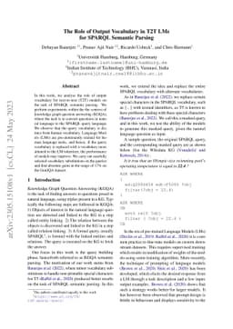 The Role of Output Vocabulary in T2T LMs for SPARQL Semantic Parsing