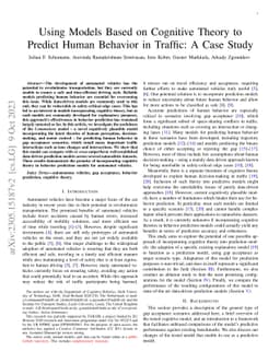 Using Models Based on Cognitive Theory to Predict Human Behavior in
  Traffic: A Case Study