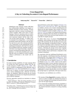 Cross-lingual QA: A Key to Unlocking In-context Cross-lingual
  Performance