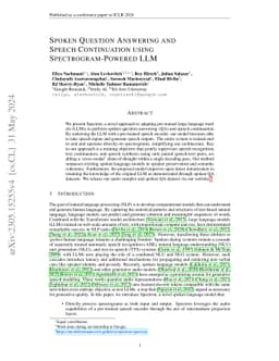 Spoken Question Answering and Speech Continuation Using
  Spectrogram-Powered LLM