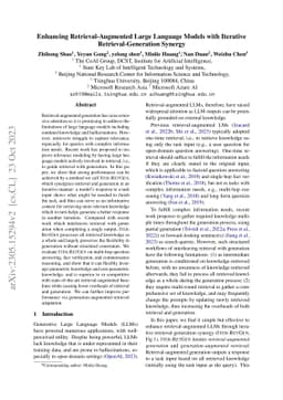 Enhancing Retrieval-Augmented Large Language Models with Iterative
  Retrieval-Generation Synergy