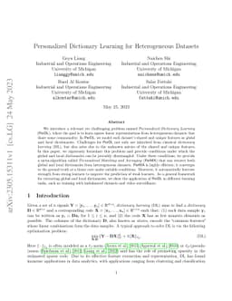 Personalized Dictionary Learning for Heterogeneous Datasets