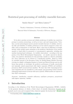 Statistical post-processing of visibility ensemble forecasts
