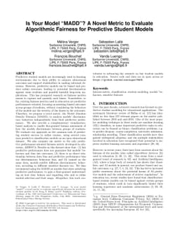 Is Your Model "MADD"? A Novel Metric to Evaluate Algorithmic Fairness
  for Predictive Student Models