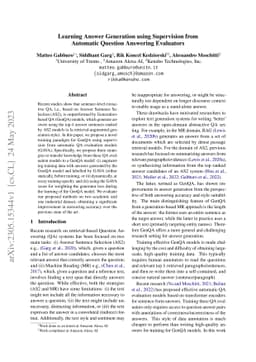 Learning Answer Generation using Supervision from Automatic Question
  Answering Evaluators