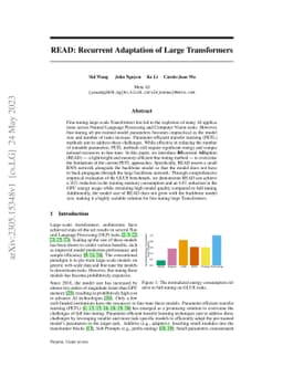 READ: Recurrent Adaptation of Large Transformers
