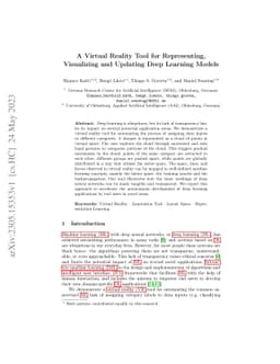 A Virtual Reality Tool for Representing, Visualizing and Updating Deep
  Learning Models