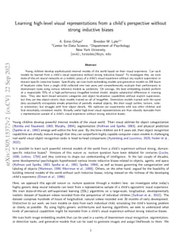 Learning high-level visual representations from a child's perspective
  without strong inductive biases