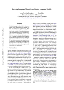 Deriving Language Models from Masked Language Models