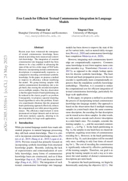 Free Lunch for Efficient Textual Commonsense Integration in Language
  Models