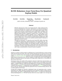 RAND: Robustness Aware Norm Decay For Quantized Seq2seq Models