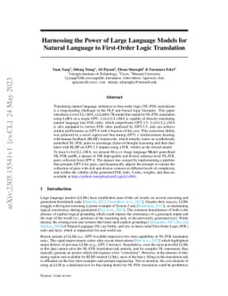 Harnessing the Power of Large Language Models for Natural Language to
  First-Order Logic Translation