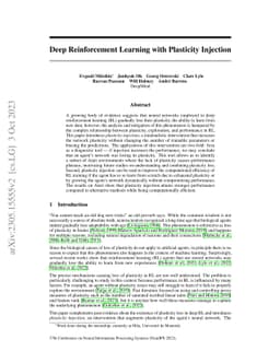 Deep Reinforcement Learning with Plasticity Injection