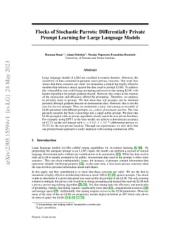 Flocks of Stochastic Parrots: Differentially Private Prompt Learning for
  Large Language Models