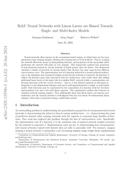 ReLU Neural Networks with Linear Layers are Biased Towards Single- and Multi-Index Models