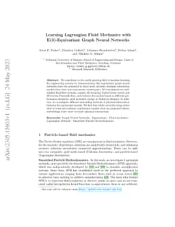 Learning Lagrangian Fluid Mechanics with E($3$)-Equivariant Graph Neural
  Networks