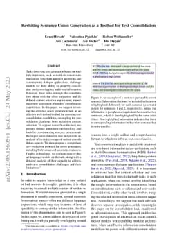 Revisiting Sentence Union Generation as a Testbed for Text Consolidation