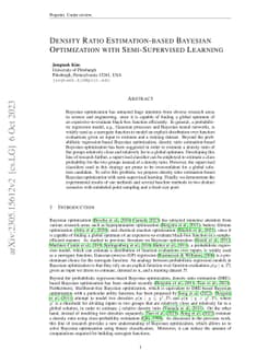 Density Ratio Estimation-based Bayesian Optimization with
  Semi-Supervised Learning