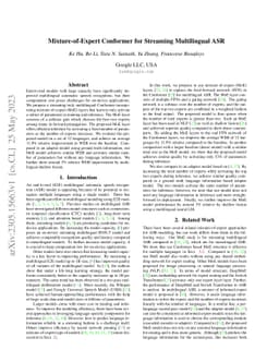 Mixture-of-Expert Conformer for Streaming Multilingual ASR