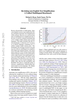 Revisiting non-English Text Simplification: A Unified Multilingual
  Benchmark