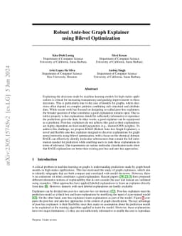 Robust Ante-hoc Graph Explainer using Bilevel Optimization