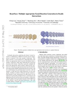 ReactFace: Multiple Appropriate Facial Reaction Generation in Dyadic
  Interactions
