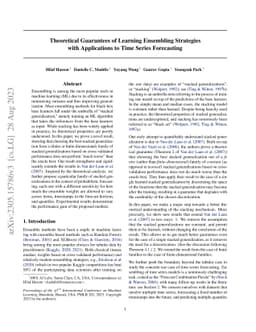 Theoretical Guarantees of Learning Ensembling Strategies with
  Applications to Time Series Forecasting