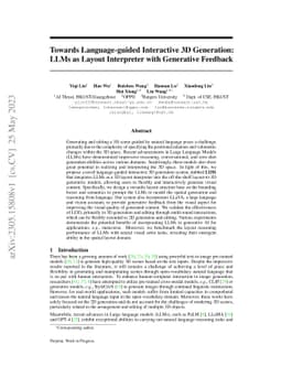 Towards Language-guided Interactive 3D Generation: LLMs as Layout
  Interpreter with Generative Feedback