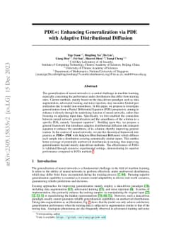PDE+: Enhancing Generalization via PDE with Adaptive Distributional
  Diffusion