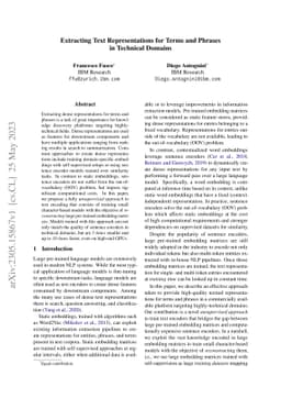 Extracting Text Representations for Terms and Phrases in Technical
  Domains