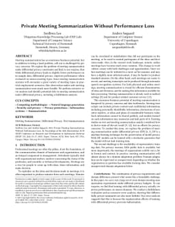 Private Meeting Summarization Without Performance Loss