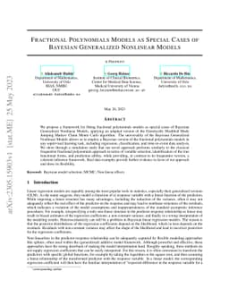Fractional Polynomials Models as Special Cases of Bayesian Generalized
  Nonlinear Models