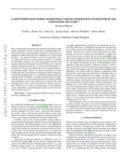 Latent Diffusion Model Based Foley Sound Generation System For DCASE
  Challenge 2023 Task 7