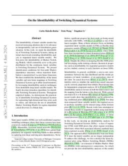 On the Identifiability of Switching Dynamical Systems