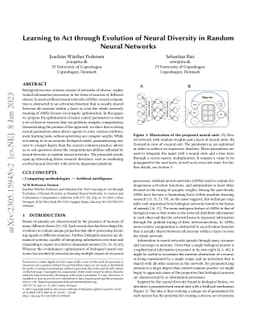 Learning to Act through Evolution of Neural Diversity in Random Neural
  Networks